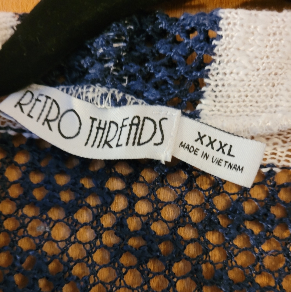 Retro Threads Blue and White Woven Cardigan